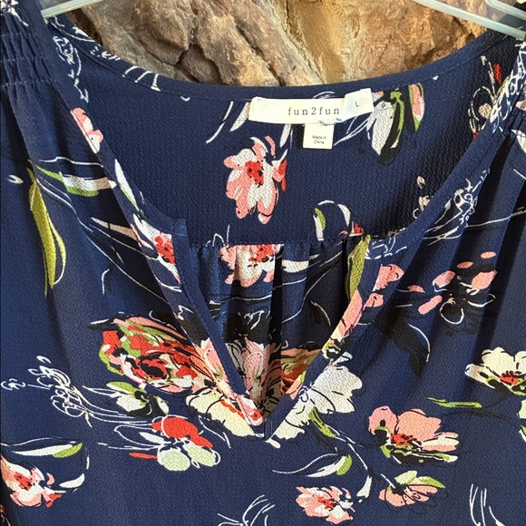 Faded Glory Navy Floral Blouse - Picture 3 of 9